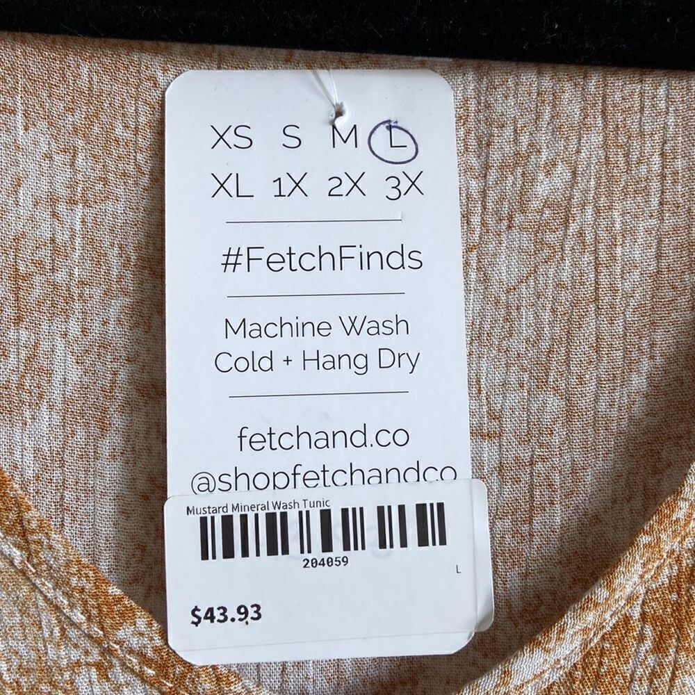 Fletch & Co Mustard Mineral Wash Tank NWT Sz L - Picture 5 of 7